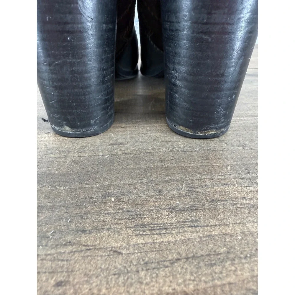 Sperry Top-Sider Dasher Grace Black Leather Ankle Booties Heeled Moto Boots 10